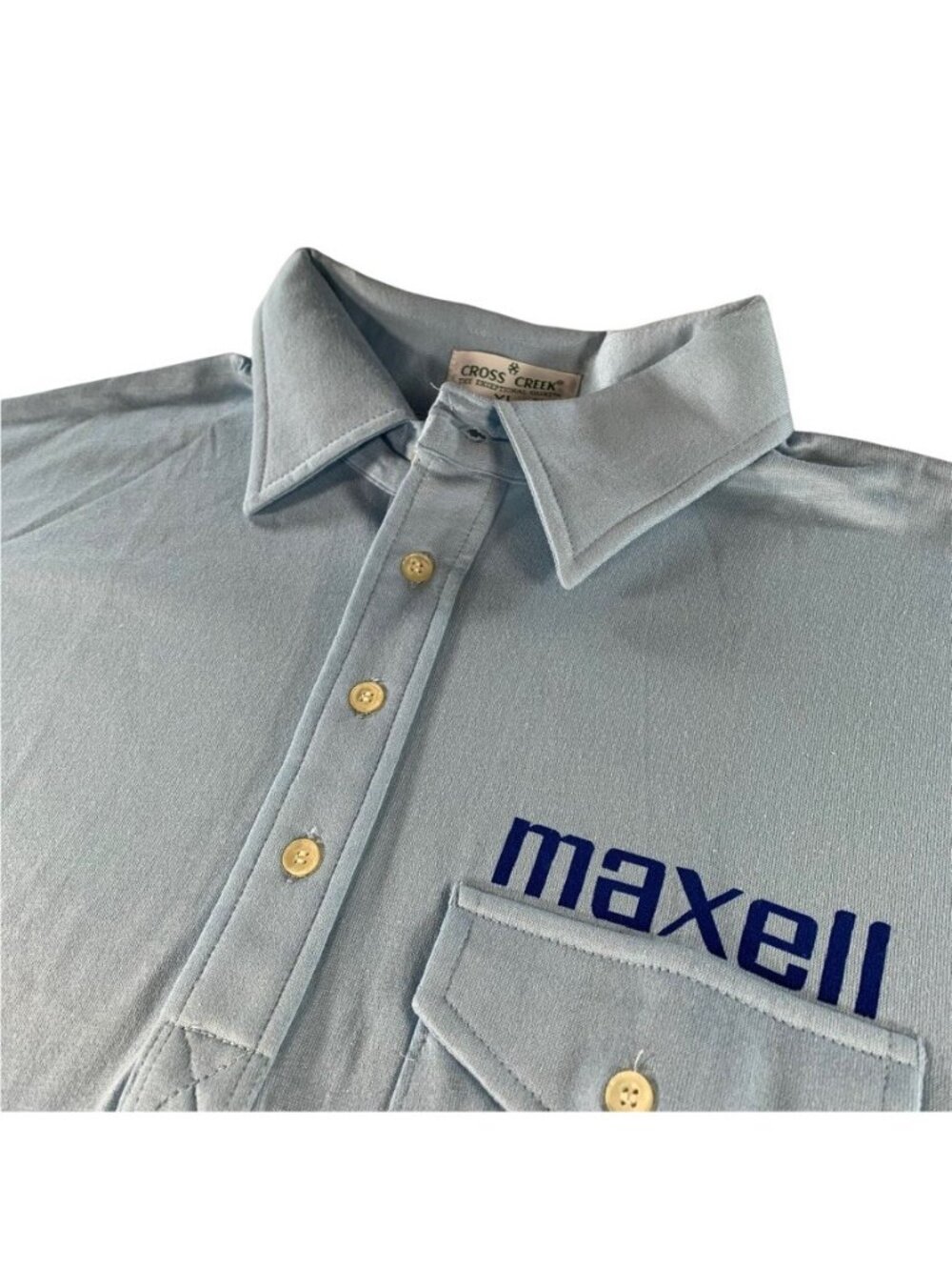 VTG Maxell Men's Travis Scott Single Stitch Polo Shirt Light Blue • USA • XL